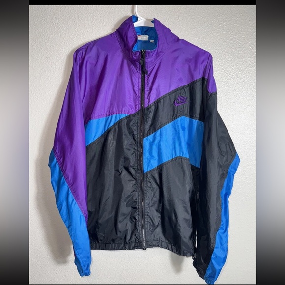 NIKE SILVER TAG Windbreaker Jacket Zipper Up Colour Block - Picture 1 of 12